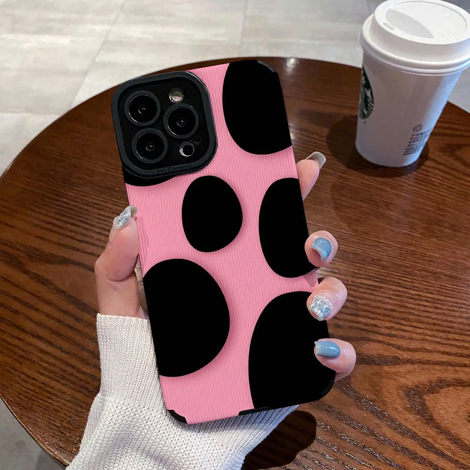 Funda de teléfono de silicona rosa guijarro a la moda para iPhone 13, 15, 14, 12, 16 Pro Max Plus Mini 17 ProMax Air, cubierta completa de cuero a prueba de golpes - imagen 2