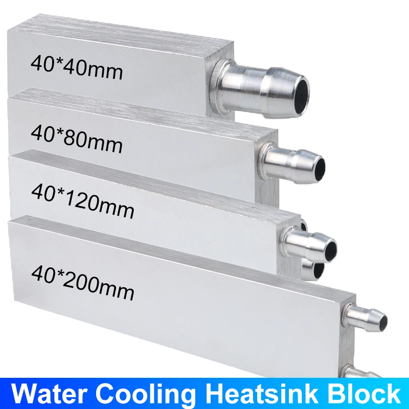 Enfriador de radiador de CPU de aluminio, bloque disipador de calor de refrigeración por agua, Enfriador de líquido Waterblock para PC, portátil, CPU GPU, 40mm x 40/80/120/200mm