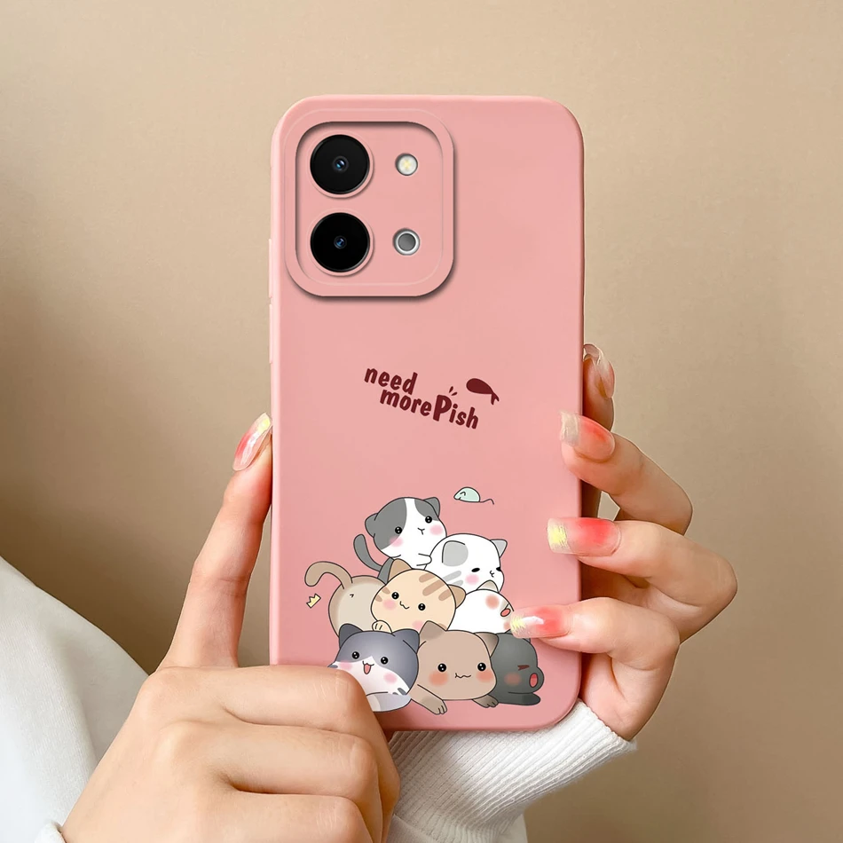 Funda de dibujos animados para Vivo Y28 4G 5G Y28S, Funda de protección completa Anti Choc, Carcasa de teléfono para Vivo Y 28, Funda bonita de silicona líquida suave - imagen 5
