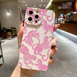 Funda de teléfono con estampado de leopardo rosa para Samsung Galaxy A56 A36 A35 A55 A34 A54 A33 A53 S25 S24 Ultra S23 FE S22 Plus S21