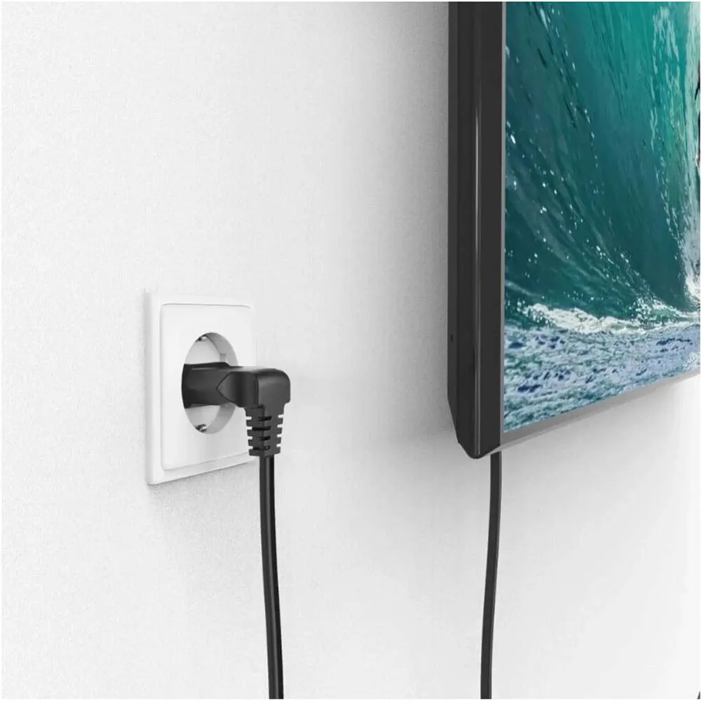 Cable de extensión de alimentación europeo en ángulo, 2 clavijas macho a hembra, extensor de puerto de ahorro de toma de corriente de la UE - imagen 4