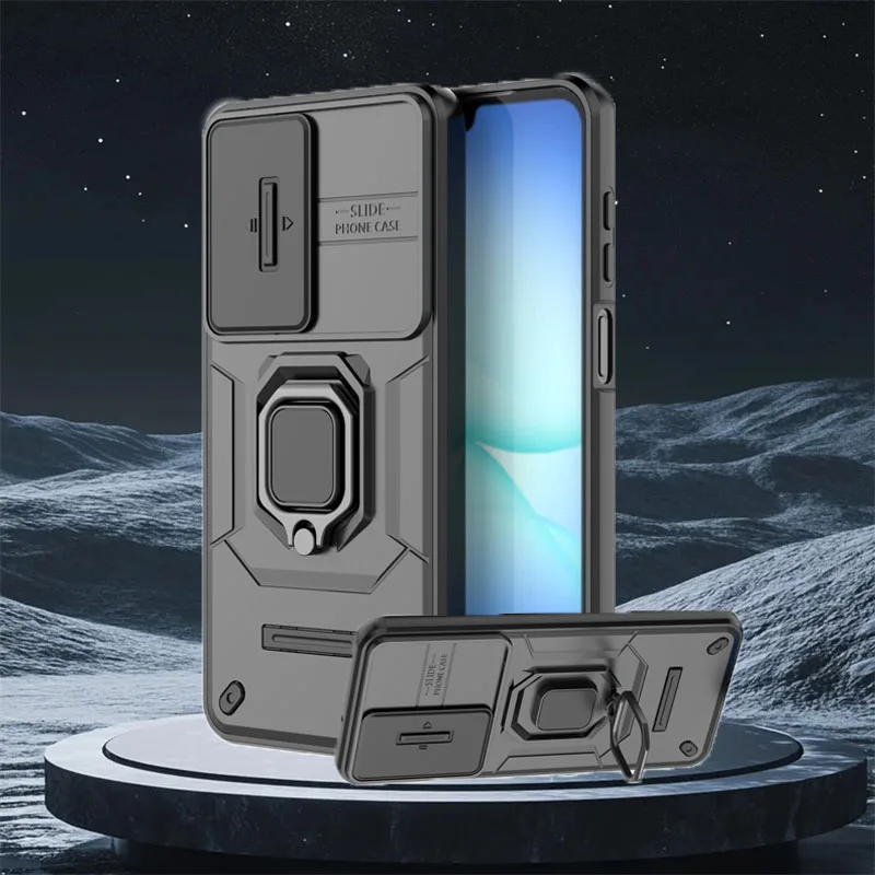 Funda con ventana corredera de lente para Samsung Galaxy A17, funda para Samsung A17, soporte para teléfono a prueba de golpes, funda protectora magnética A17 - imagen 2