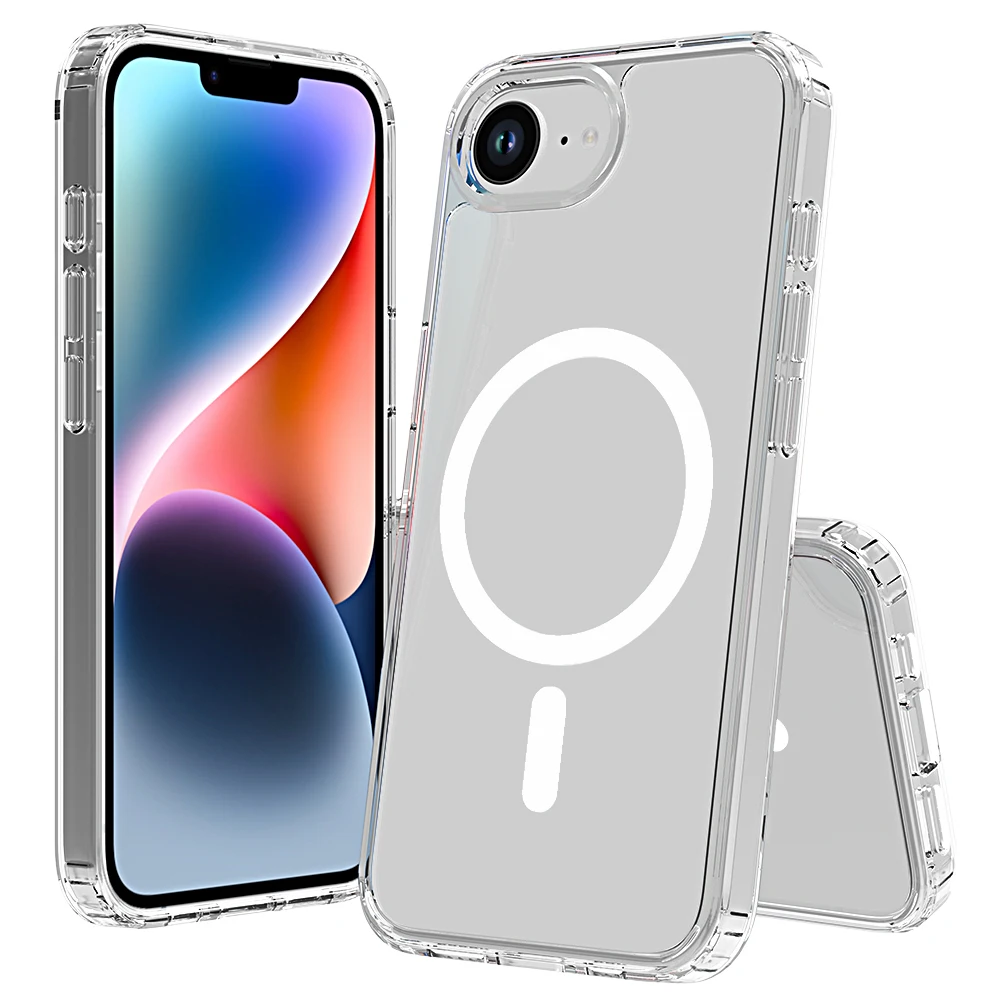 Funda transparente para iPhone 16e 16 E 15 Pro Max 14 Plus 13 Mini 12 11 X XS XR SE 2022 2020 8 Magsafe Mag accesorios de cubierta de teléfono seguro - imagen 2