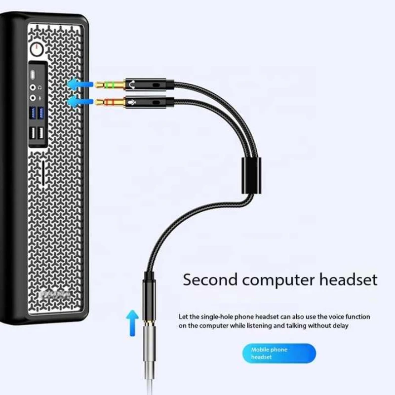 Divisor convertidor de Audio para micrófono y auriculares para ordenador portátil 3,5mm hembra a 2 macho 3,5 Jack micrófono Audio Y Cable divisor - imagen 4