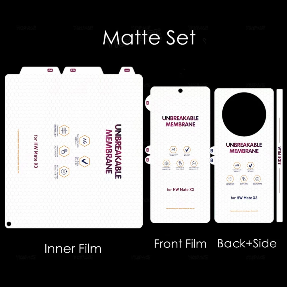 Película de hidrogel mate esmerilado suave 4 en 1 para Huawei Mate X2 X3 X5 X XS 2 3 5 XS2 Protector de pantalla transparente HD frontal y trasero