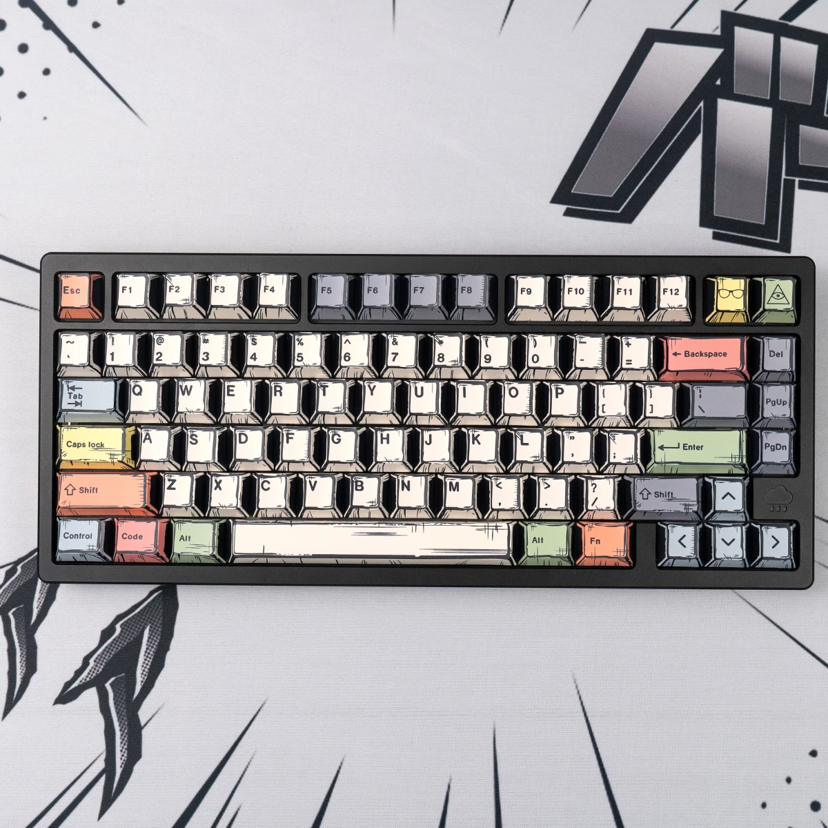 Teclas PBT de estilo cómico Retro, 150 teclas, perfil de cereza, juegos de teclas personalizadas Dye-Sub para teclado mecánico Cherry MX 68/87/96/98 - imagen 4