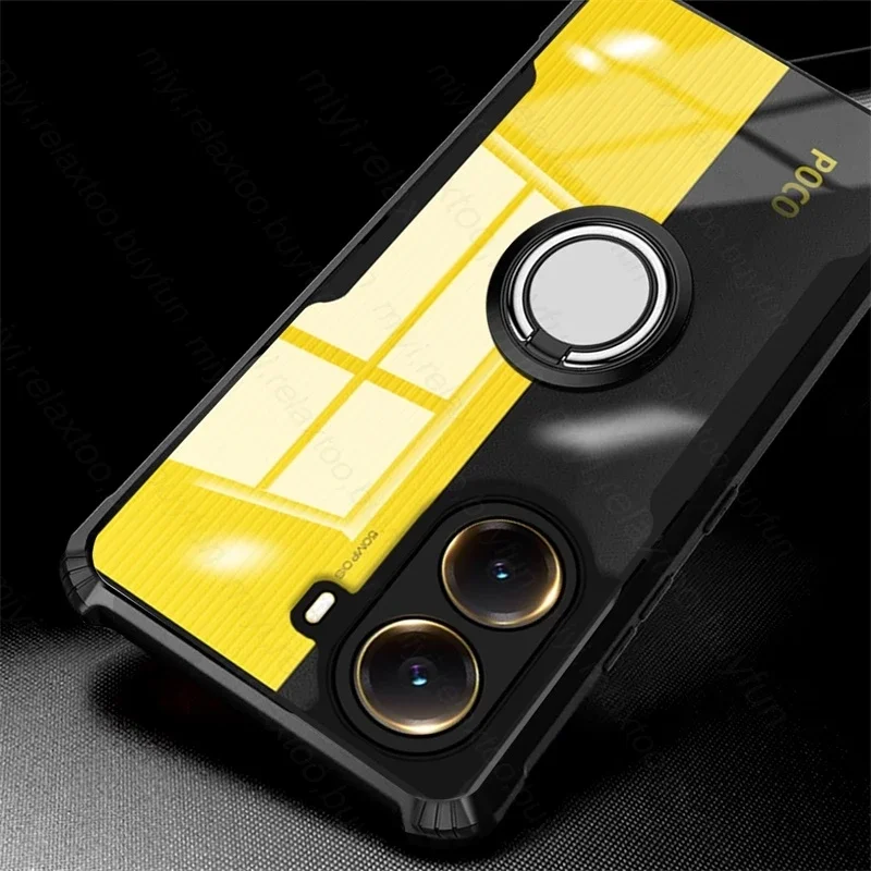Funda PocoX7Pro con anillo magnético acrílico transparente, funda a prueba de golpes para Xiaomi Poco X7 Pro 5G, funda protectora para armadura Poko Little X7Pro X 7 Pro