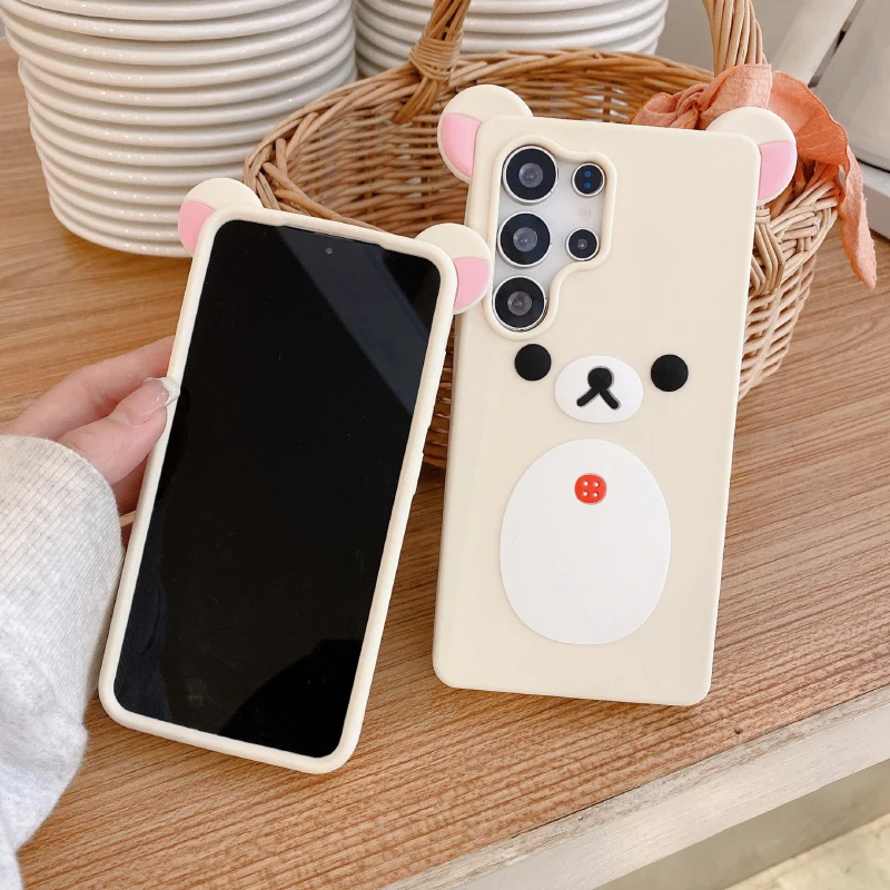 Nueva funda de teléfono de lujo de Color sólido Rilakkuma de silicona suave a prueba de golpes para Samsung S25 Ultra S24 Ultra Plus cubierta trasera de parachoques - imagen 4