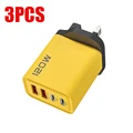 3Pcs UK Plug Yellow