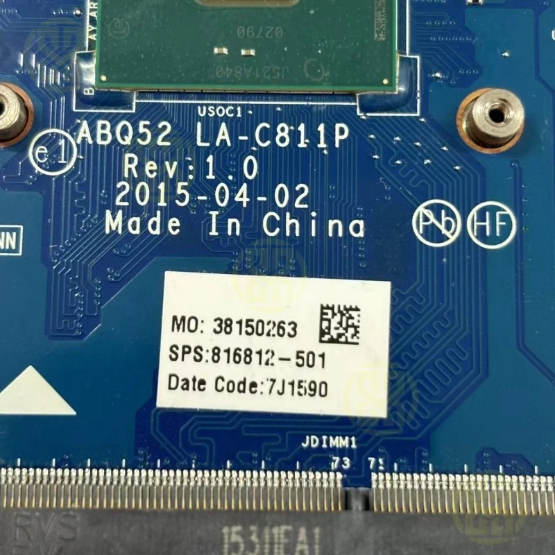 816812-601 816812-501 816812-001 para la placa base del ordenador portátil HP serie 15-AC UMA con CPU N3700 ABQ52 LA-C811P probado OK - imagen 3