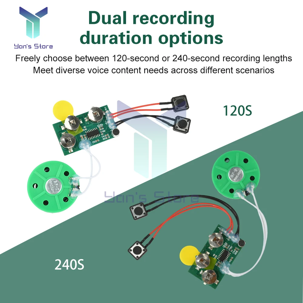 Módulo de sonido grabable DIY 120-240 segundos Chip de voz de grabación Flexible para tarjetas de felicitación juguetes y regalos - imagen 3