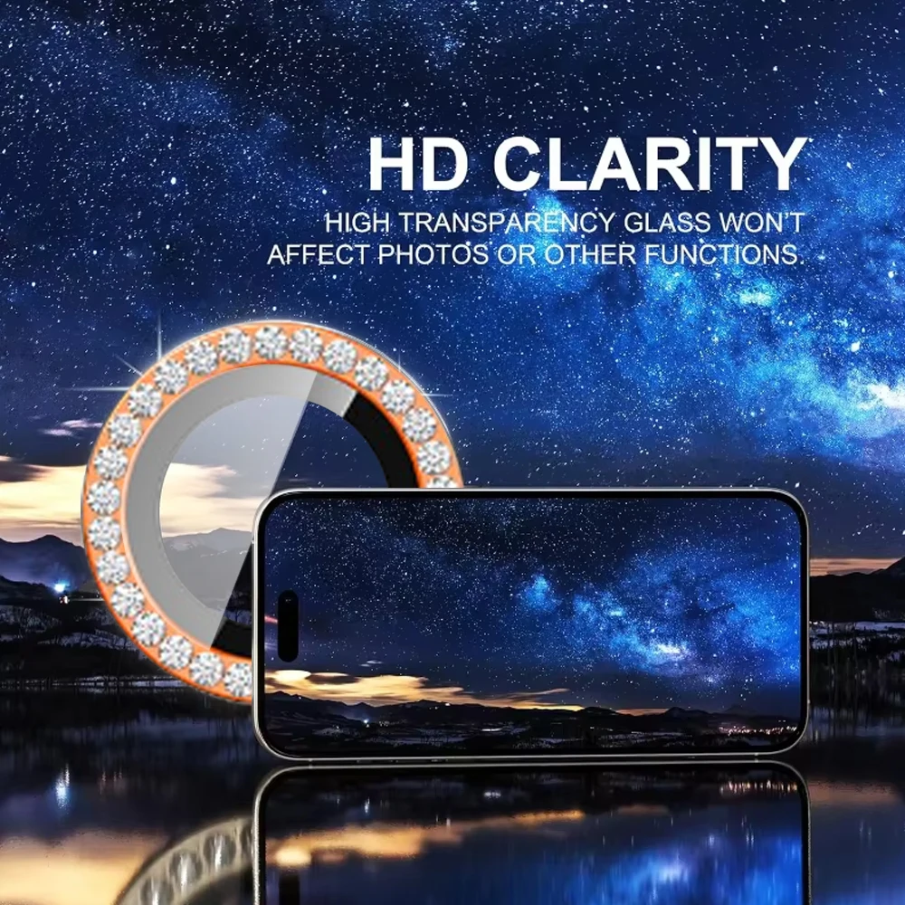 Protectores de cámara con anillo de diamante de lujo, 1-3 uds., para 17 15 14 13 12 11 16 Pro Max Plus, lente de cámara de vidrio templado para IPhone 17 Air - imagen 3