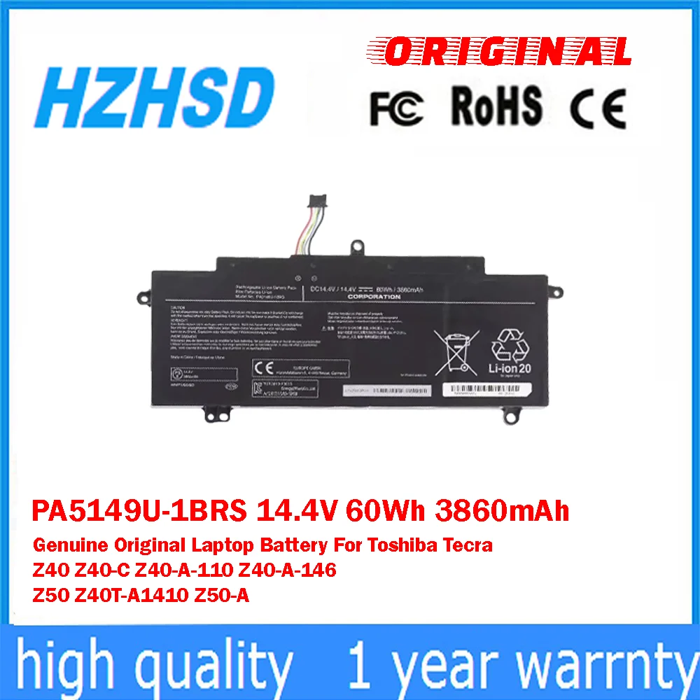 PA5149U-1BRS 14,4 V 60Wh 3860mAh batería Original y genuina para ordenador portátil Toshiba Tecra Z40 Z40-C Z40-A-110 Z40-A-146 Z50 Z40T-A1410