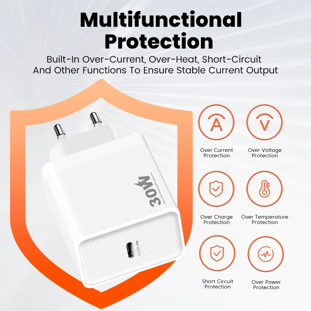 Olaf 30W USB C cargador de carga rápida PD QC3.0 tipo C adaptador de cargador para iPhone Samsung Huawei Xiaomi cargador de teléfono carga rápida - imagen 4