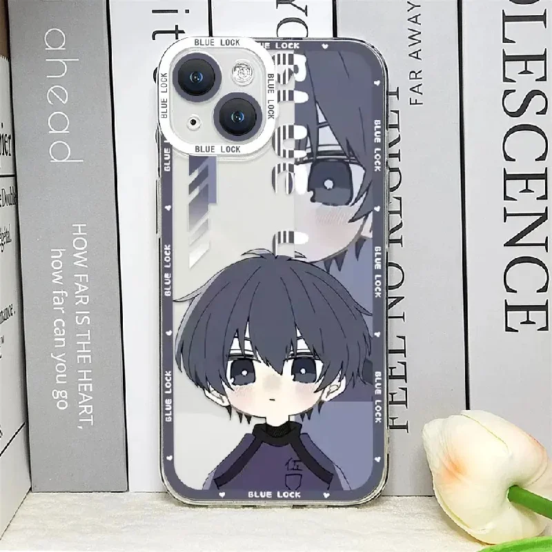 Funda de teléfono con cerradura azul de Anime para Samsung Galaxy A55 A15 A54 5G A16 A35 A25 S25 S24 Ultra S23 FE S20 S21 S22 Plus, funda transparente - imagen 3
