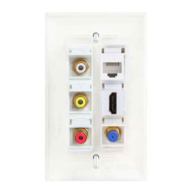 Cable de red de cabeza F de TV de 6 puertos, Puerto CAT6, Audio Lotus, vídeo, RCA, Audio, HDMI, Compatible con toma de pared, Panel Multimedia - imagen 3