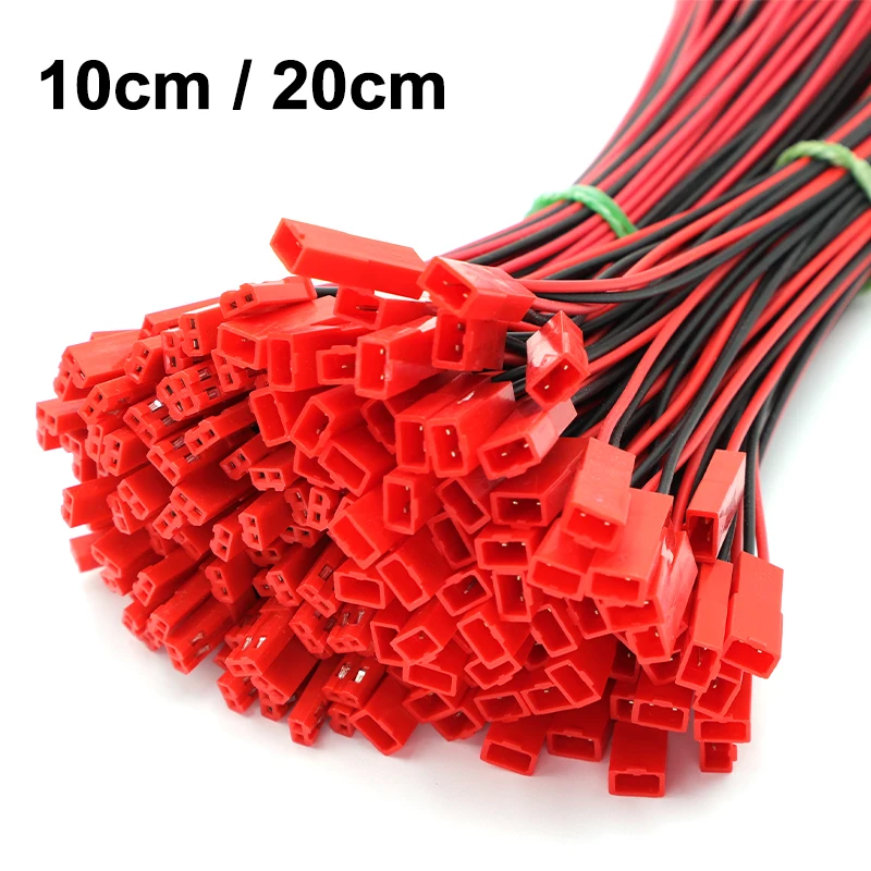 10/20/50 pares de conector de clavija JST, Cable de conector macho hembra de 2 pines para tira de lámpara LED, adaptador de batería de juguete RC de 10cm/20cm - imagen 2