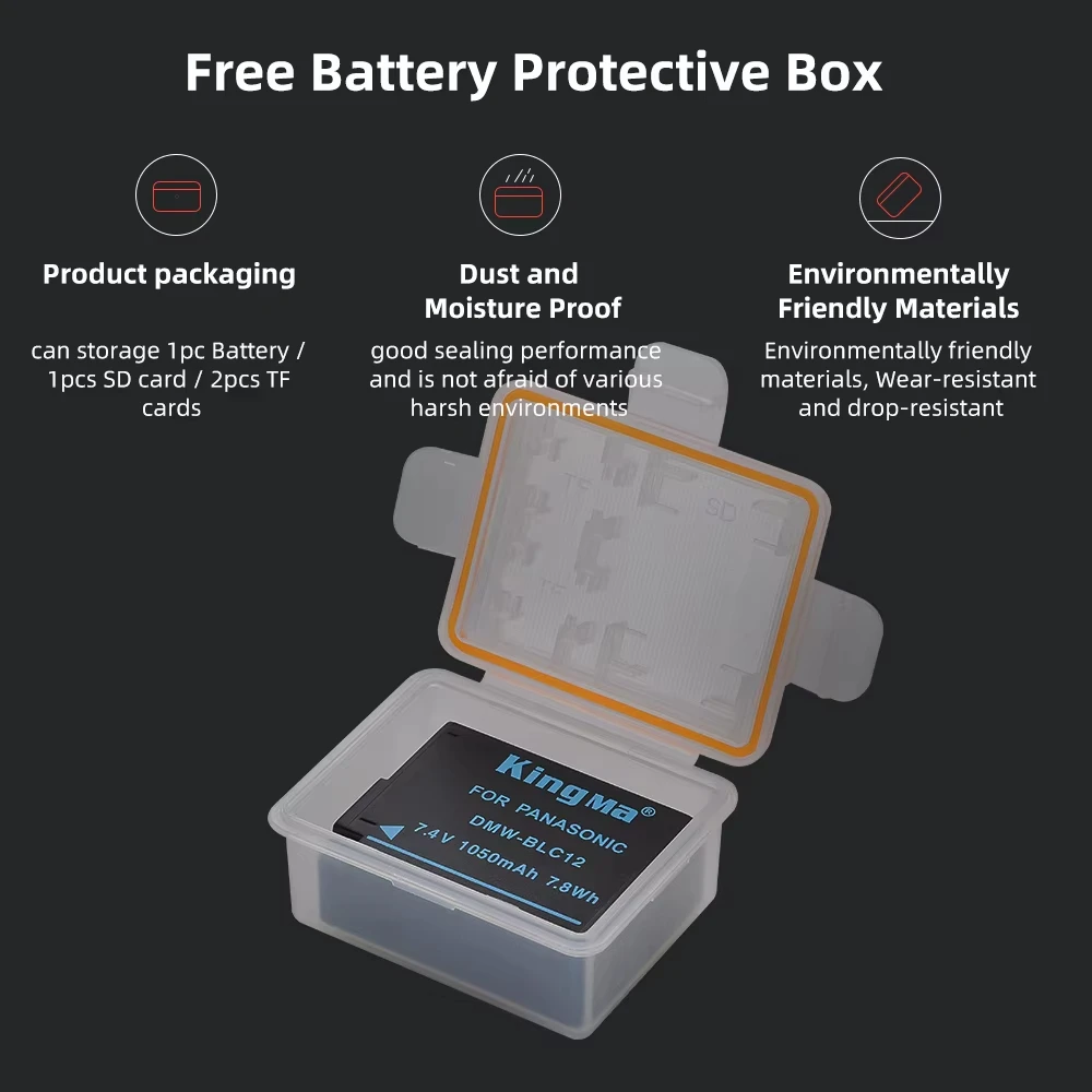 2 uds DMW-BLC12 DMW-BLC12E batería + cargador USB LCD para cámaras Panasonic Lumix DMC-FZ200,FZ1000,FZ300,G5,G6,G7,GX8,G85,GH2 - imagen 5
