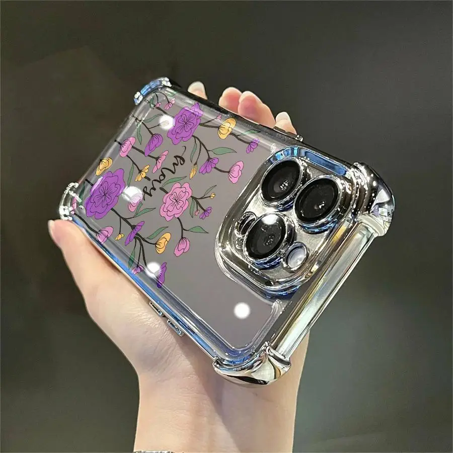 Funda transparente para Apple iPhone 16 15 14 Plus 16e 13 12 11 Pro Max 17 Air Lavender Flowers - imagen 5