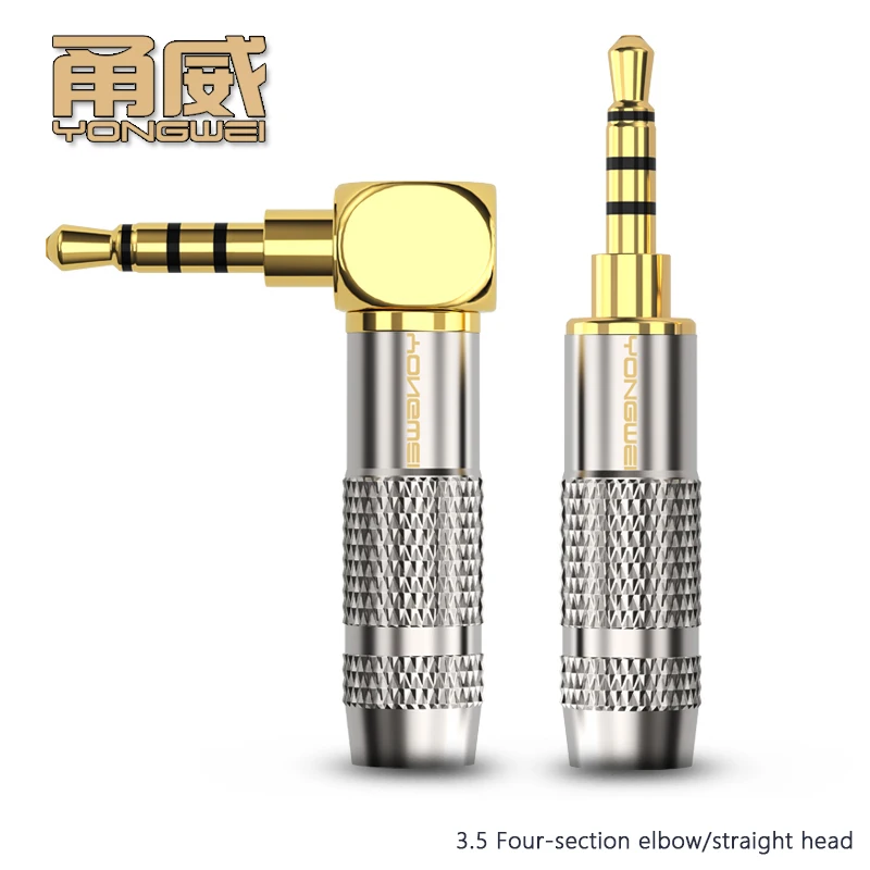 YONGWEI 90 ° DIY placa dorada 3,5mm Cable de extensión de auriculares enchufe AUX Audio para coche micrófono estéreo conectar el enchufe del servicio de soldadura - imagen 4