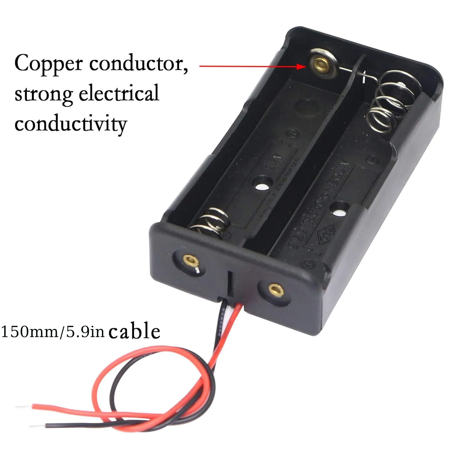 Caja de almacenamiento de batería 18650, 2 uds., 2 ranuras x 3,7 V para contenedor de caja de soporte de baterías 2x18650 con interruptor de encendido/apagado - imagen 4