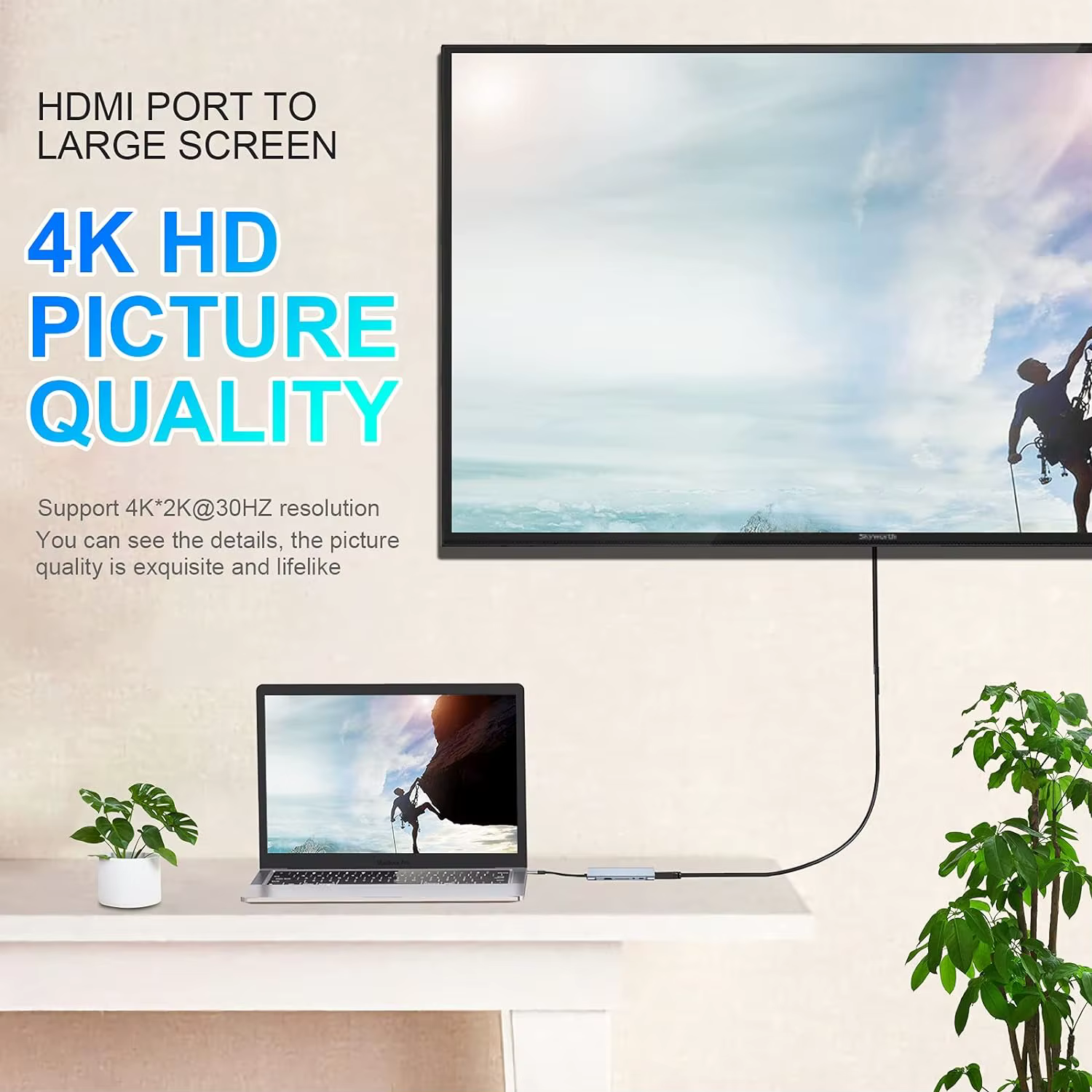 HUB USB-C 7 en 1: HDMI 4K VGA Lector SD/TF Ethernet PD MacBook iPad - imagen 3