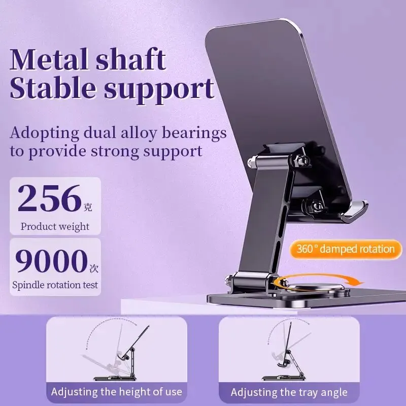 Universal Aluminum Alloy Portable Tablet Holder For iPad Adjustable Flexible Folding Lazy Desktop Live Mobile Phone Stand Mount - imagen 3