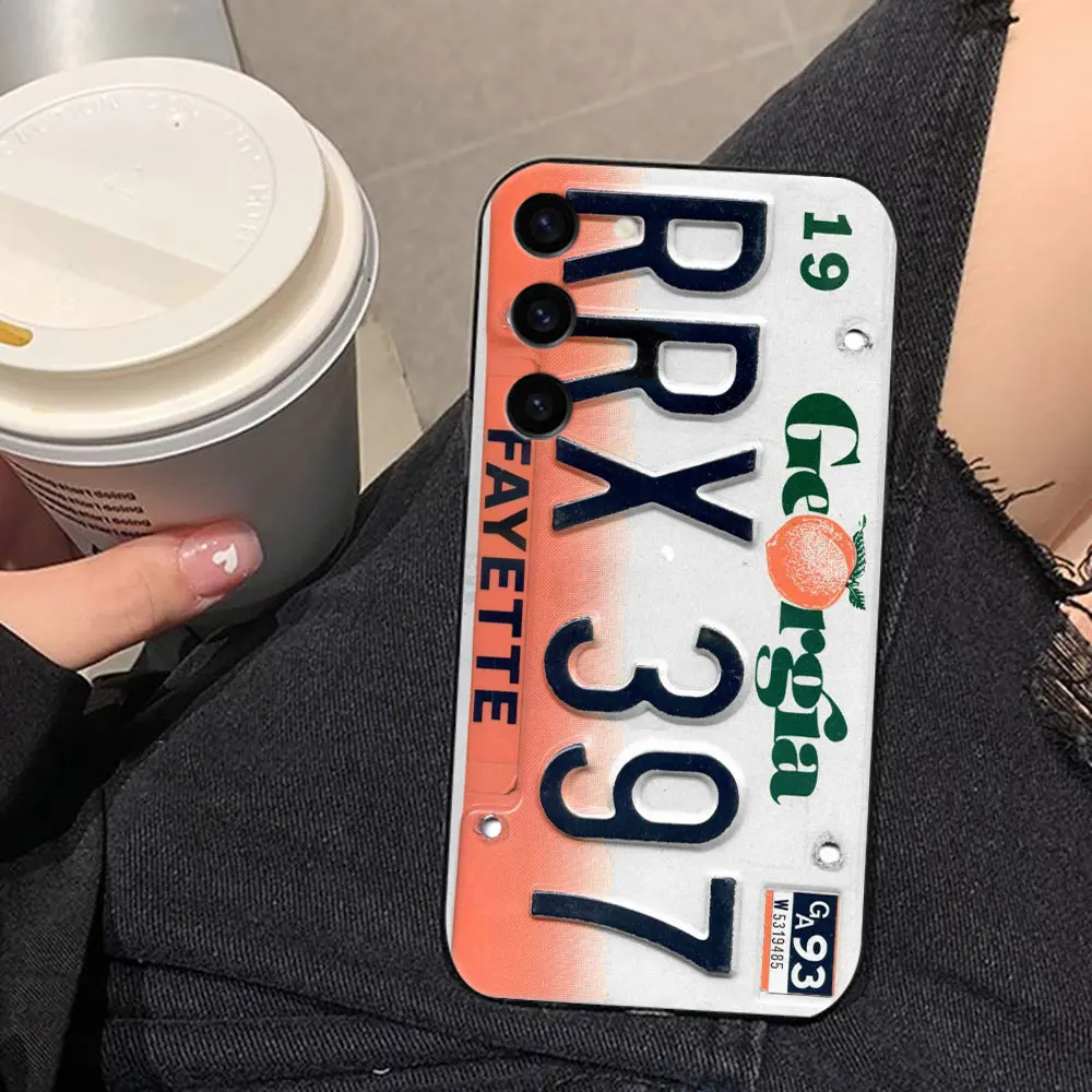 Funda de teléfono con cubierta de número de matrícula Retro para Samsung Galaxy S25 S24 S23 S22 S21 S20 FE S10 S9 PLUS ULTRA TPU Funda Capa