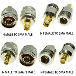 Conector RF Coaxial SMA Macho a N Hembra Ángulo Recto Brida Cobre