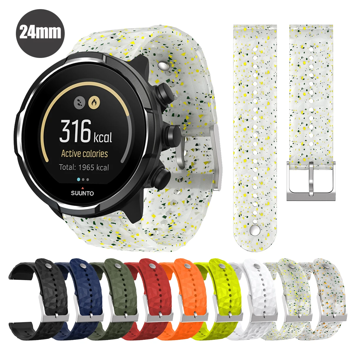 Correa de reloj resistente al agua de 24mm para Suunto 7 / 9/ D5 / Spartan Sport pulsera HR Baro correa de silicona para SUUNTO 9 BARO accesorios de reloj - imagen 2