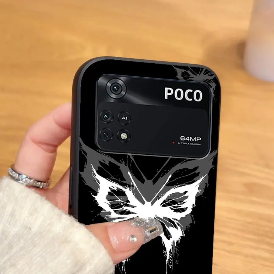 Funda de teléfono suave negra para Xiaomi Poco C61 C40 C71 C75 C50 F1 F3 X3 X4 X5 X7 Pro M5 M3 M4 M7 Pro hermosa mariposa - imagen 5