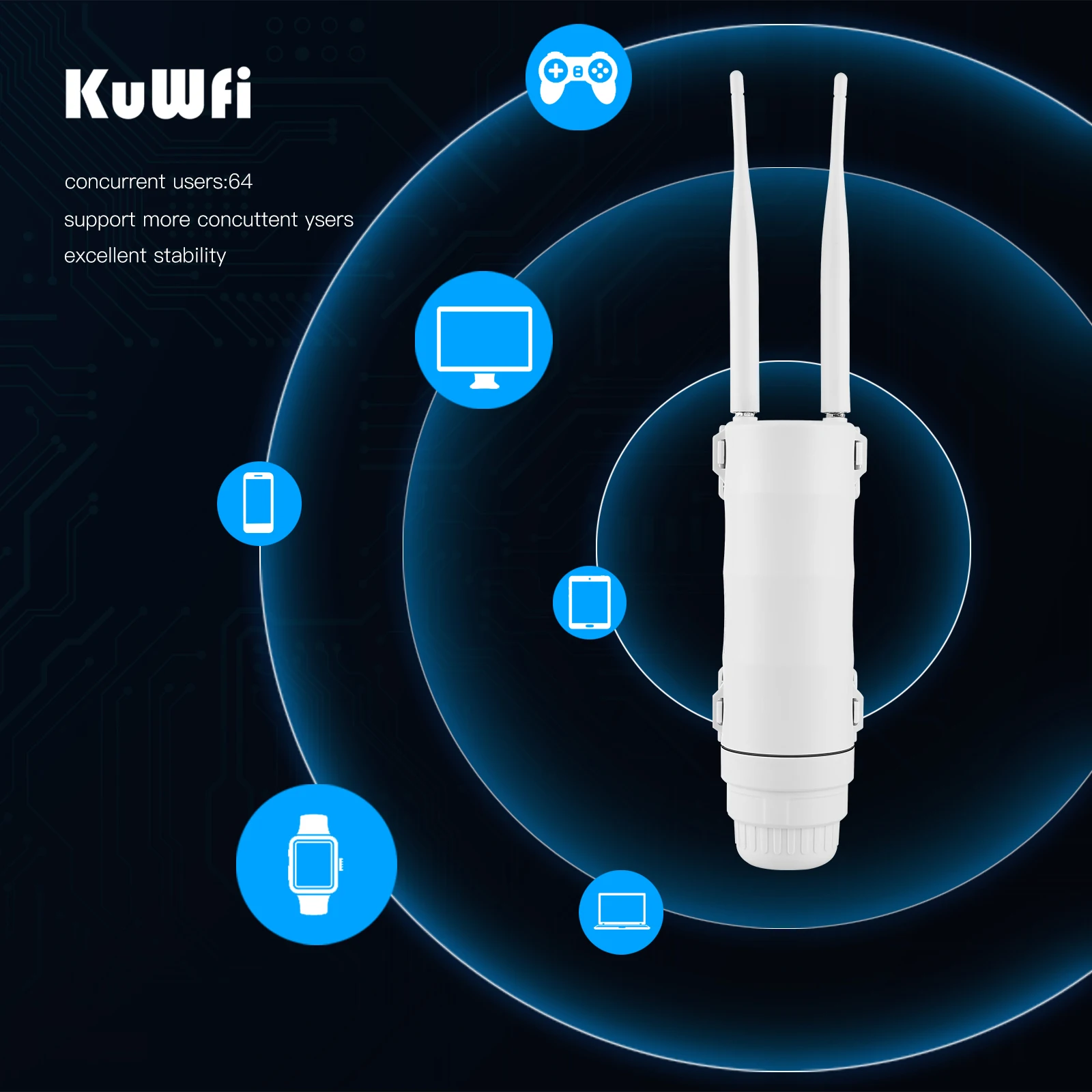 KuWFi-enrutador WIFI 4G para exteriores, extensor WIFI AP inalámbrico CAT4 de 300Mbps, repetidor WIFI impermeable IP67 de largo alcance con tarjeta SIM - imagen 5