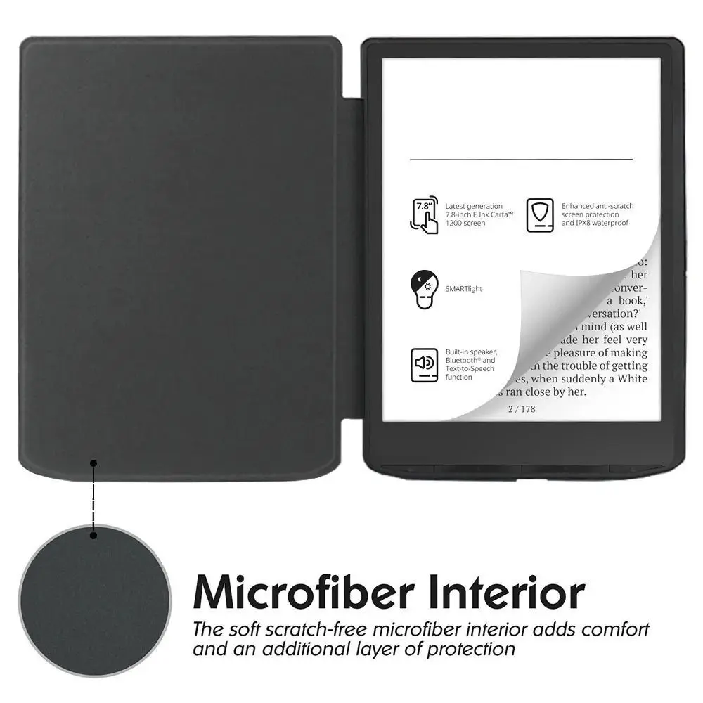 Funda para lector electrónico de 6 pulgadas, funda inteligente magnética a prueba de golpes, carcasa protectora con soporte plegable múltiple de cuero para Rakuten Kobo Nia N306 - imagen 4