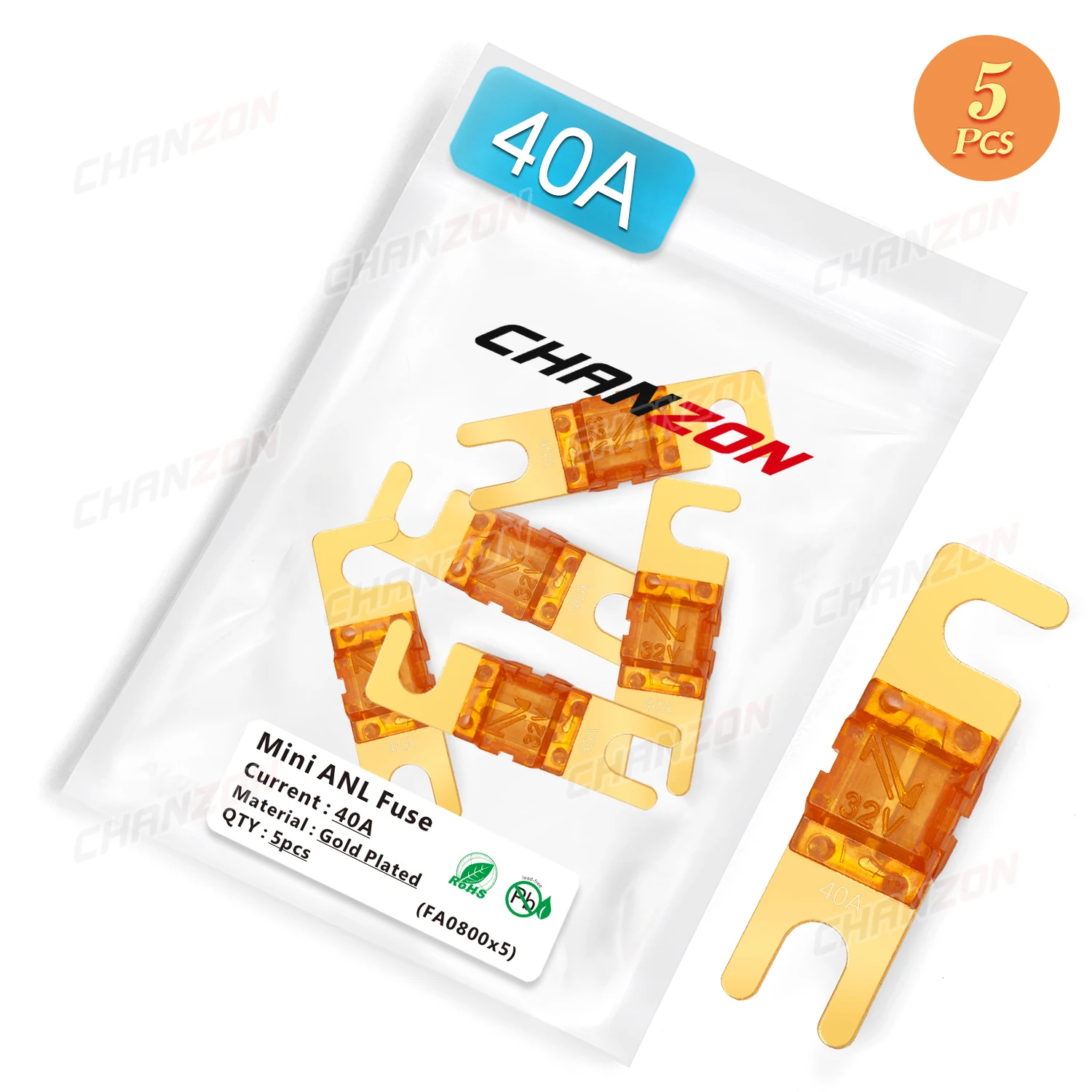 Fusible de perno Mini AFS ANL chapado en oro, 30, 40, 50, 60, 70, 80, 100, 125, 150 Amp A, 5V, 12V, 24V, 32V, Audio automático para coche, 5 uds. - imagen 5