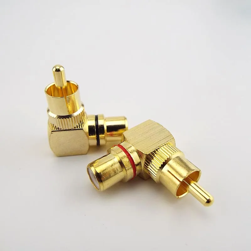 Conector RCA de ángulo recto macho a hembra, adaptadores de enchufe de 90 grados, conectores de Audio tipo L F a M, latón chapado en oro - imagen 5