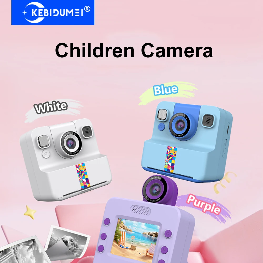 Cámara instantánea Pantalla IPS de 2,4 pulgadas Cámara digital para niños con papel de impresión Cámara de impresión selfie para niñas y niños de 3 a 12 años