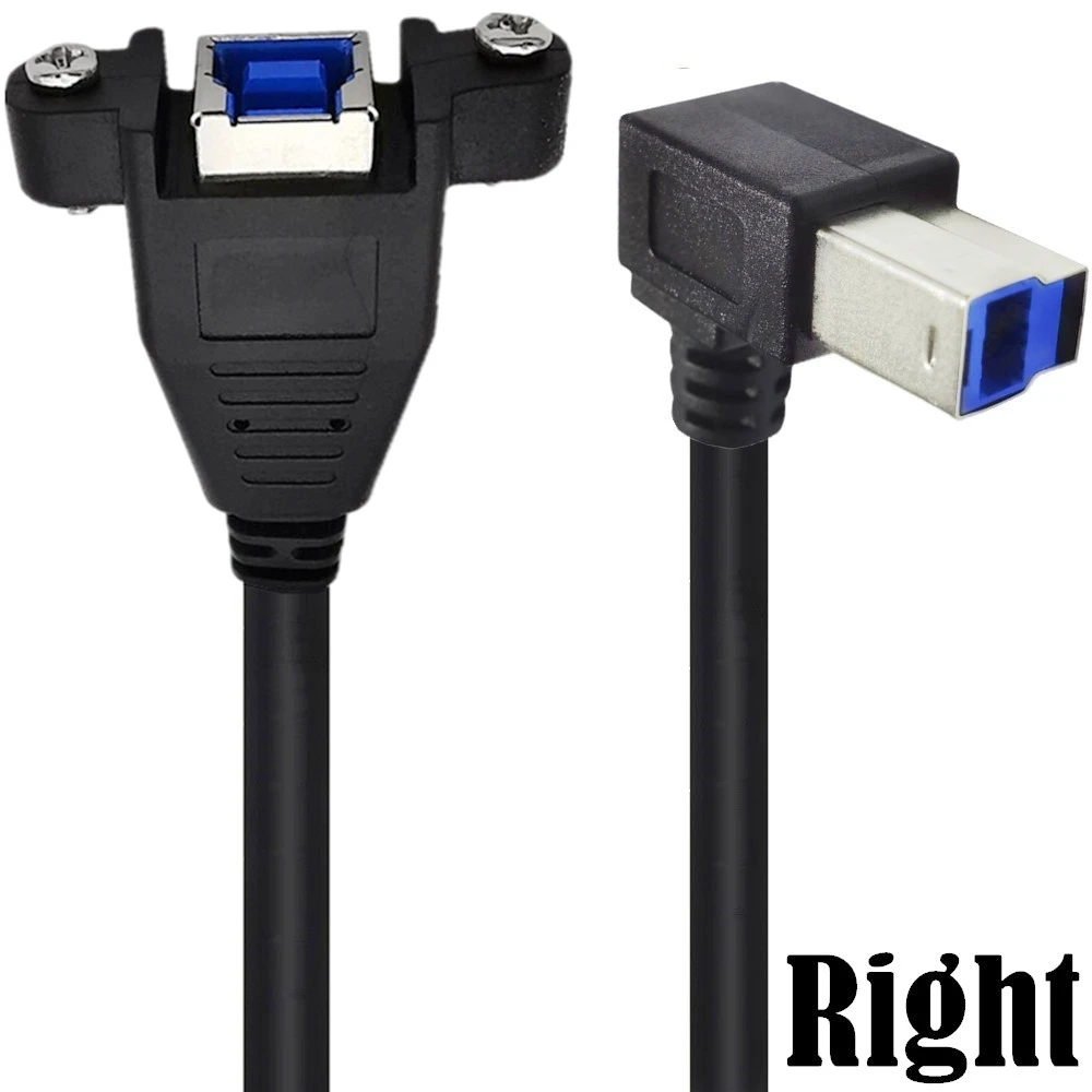 Cable de extensión de impresión de codo USB3.0 USB-B con tornillo fijo macho a hembra caja de disco duro escáner Cable de datos de impresora 0,5 m - imagen 4