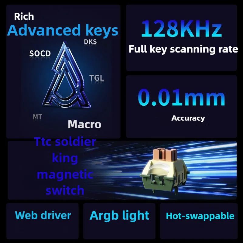 Teclado con interruptor magnético AJAZZ AK980 Max con cable y panel numérico, velocidad de orinar de 8KHz, teclado para juegos personalizado intercambiable en caliente para jugadores - imagen 3