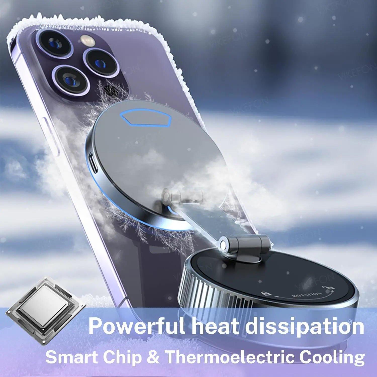 Soporte de teléfono para coche con cargador inalámbrico de refrigeración con luz RGB de respiración soporte de succión magnética para teléfono móvil para iPhone 12-17 Pro Max - imagen 2