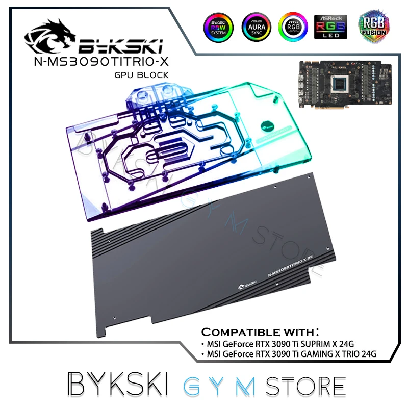 Bykski-bloque de agua GPU para MSI RTX 3090TI GAMING X TRIO/sofim X 24G, con placa trasera de cobre acrílico/N-MS3090TITRIO-X de radiador - imagen 2