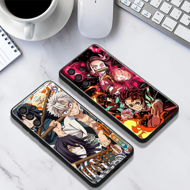 Demon Slayer Kimetsu No Yaiba para Samsung A55 A35 A25 A15 A14 A73 A53 A13 A05S A03S A02S A71 A52 A32 funda de teléfono suave negra - imagen 3