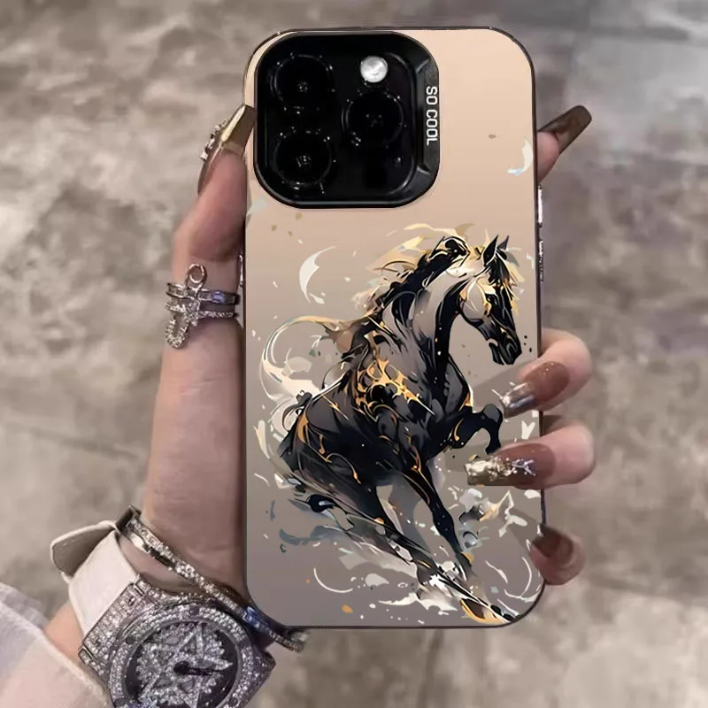 Nuevo estilo, funda de teléfono con diseño de caballo galopante para iPhone 17 Pro Max 16 15 14 13 12 11 XS X XR 7 8 Plus 16E, funda trasera dura de PC de aire