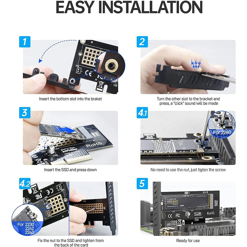 JEYI Adaptador M.2 NVMe PCIe 4.0 con Disipador Aluminio - imagen 3