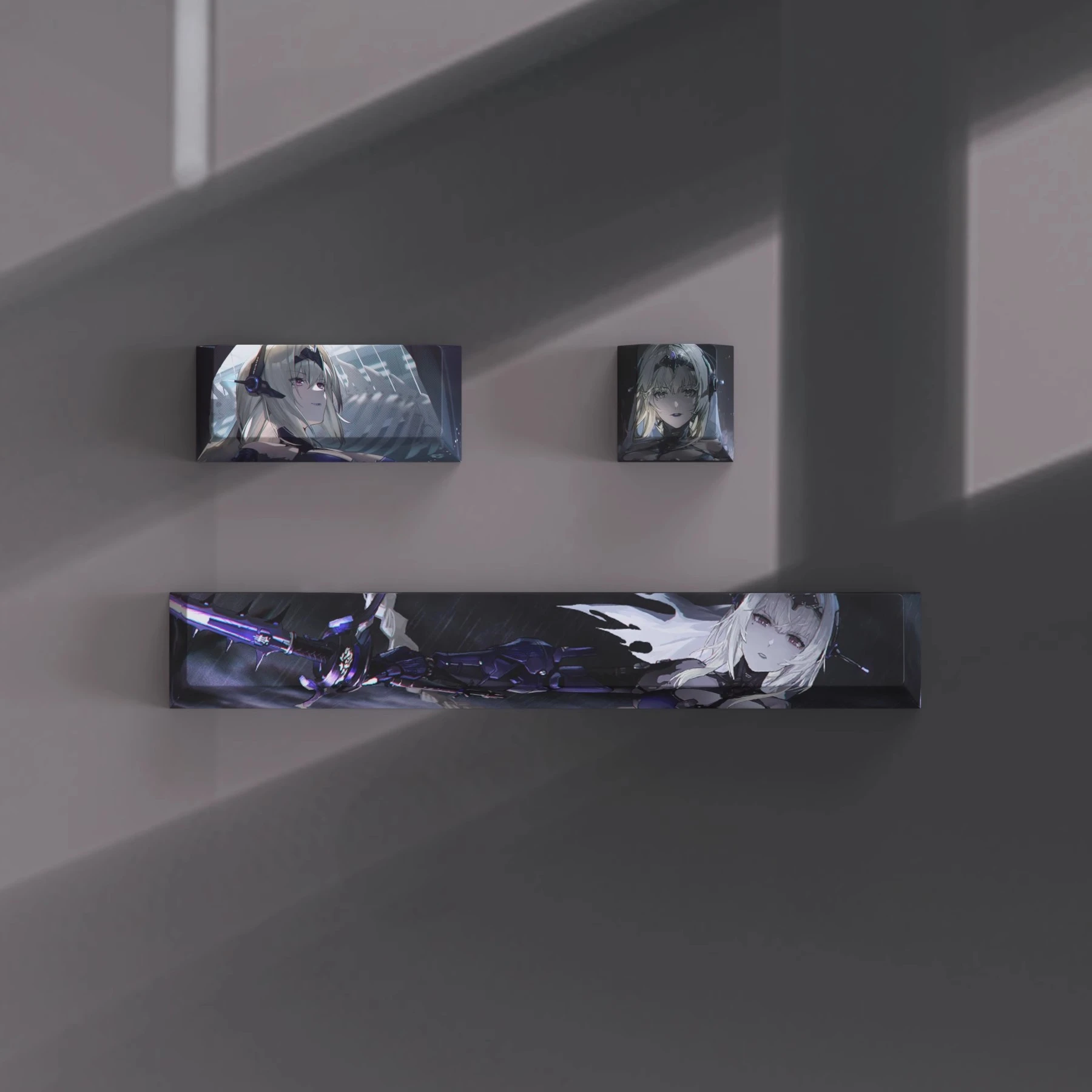 Juego de teclas de color gris Cuervo castigador, 6.25U, barra espacial ESC 2.25U Enter, PBT Dye Subbed Anime Gaming Keycap, perfil de cereza, 1 Juego - imagen 4