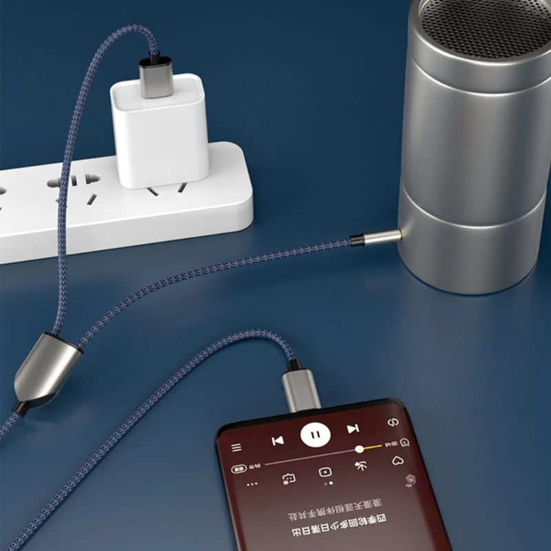 Cable de Audio tipo C 2 en 1 para coche, Cable de carga USB 1, 2, tipo C A USB, Cable auxiliar de 3,5mm, para altavoces sonido HiFi/auriculares - imagen 3