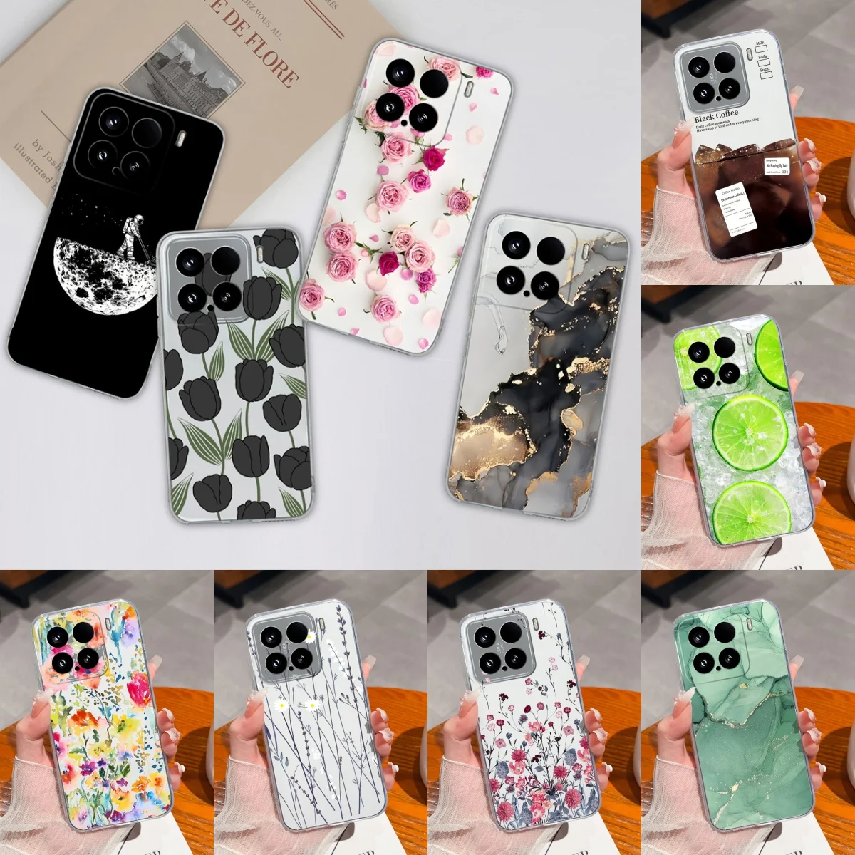 Funda de flores de ocio para Xiaomi 15 Pro, bolsas transparentes para teléfono, funda trasera suave colorida para Xiaomi15 15Pro, carcasa anticaída de silicona