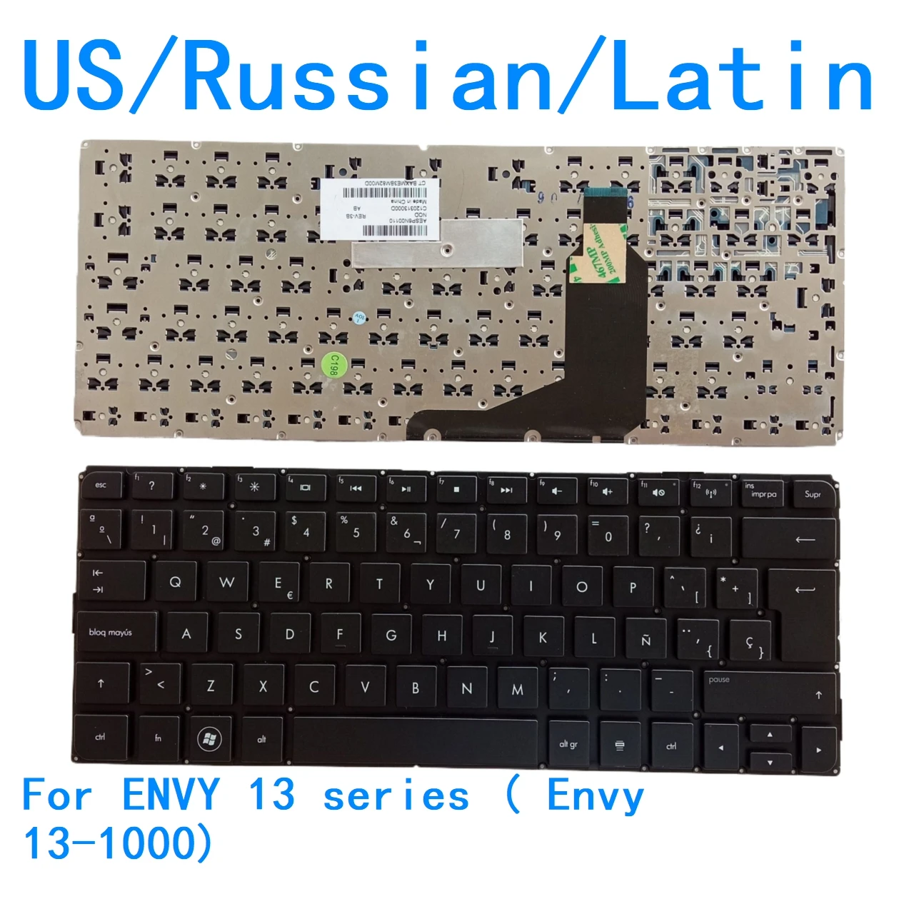 Nuevo teclado en idioma latino ruso de EE. UU. para HP ENVY 13 series (envy 13-1000) teclado de repuesto para PC portátil AESP6U00110