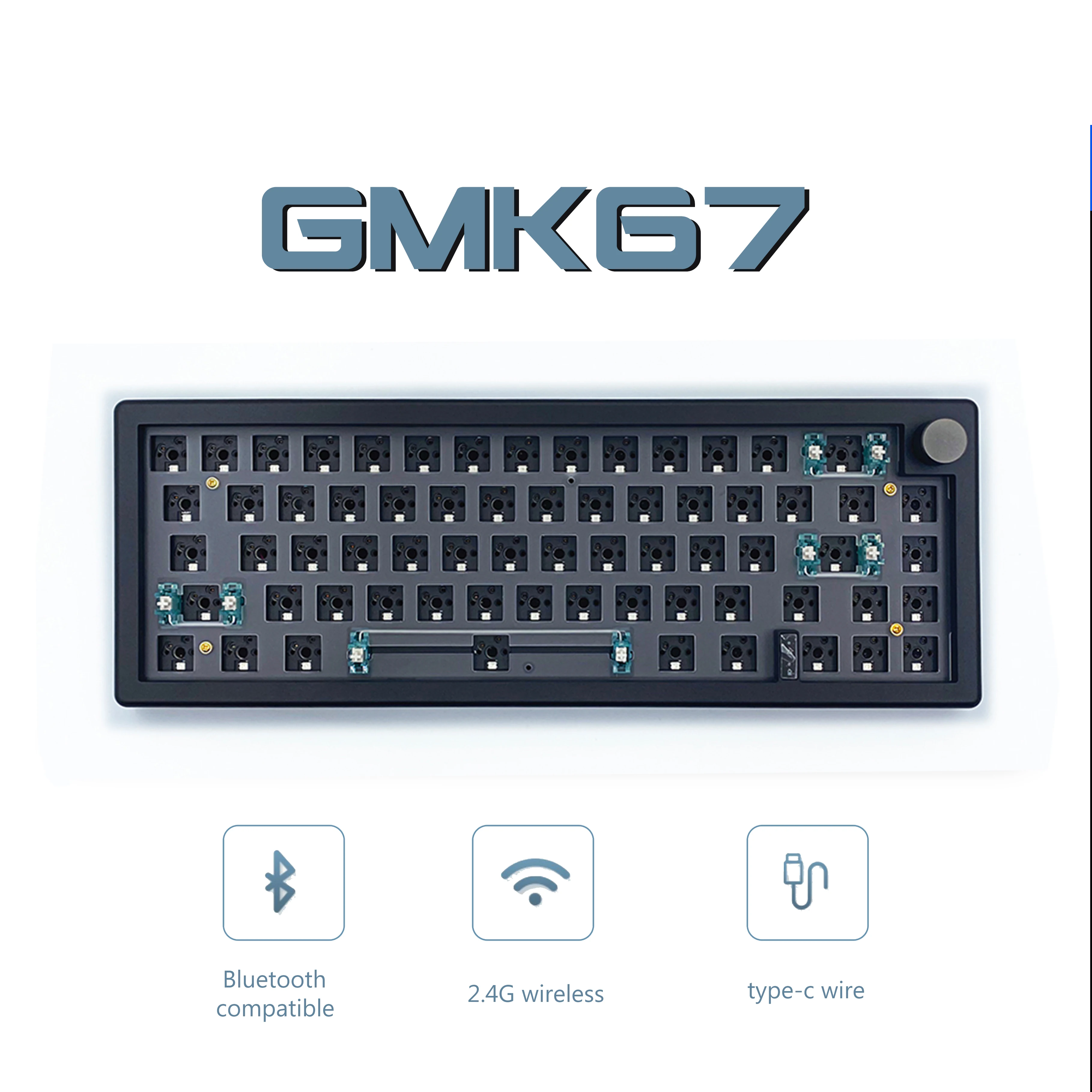 Junta de teclado mecánico intercambiable, estructura de teclado retroiluminada RGB, Bluetooth 2,4G, 3 modos, teclado personalizado, caliente - imagen 2