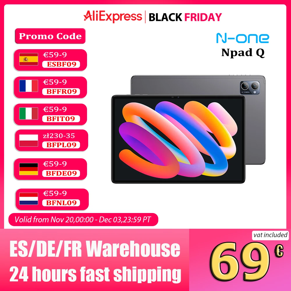 N-one NPad Q Tablet PC 10,1 pulgadas Android13 6GB RAM + 128GB ROM Octa-Core MTK8183 1280*800 pantalla IPS WIFI 6 Bluetooth 5,0 tipo C