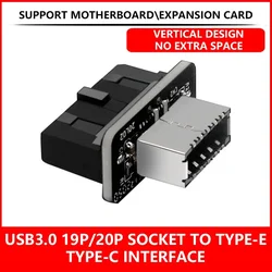 Cable Adaptador USB 3.0 19/20 Pines a Tipo E 90 Grados para Placa Base